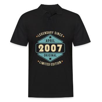 Avril 2007 Vintage Retro Anniversaire - Polo Homme - noir - Devant - Kai (181cm)