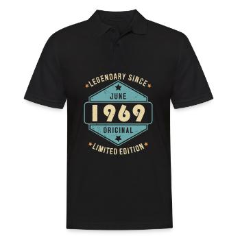 Juin 1969 Vintage Retro Anniversaire - Polo Homme - noir - Devant - Kai (181cm)