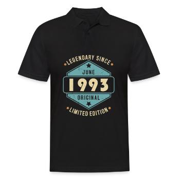 Juin 1993 Vintage Retro Anniversaire - Polo Homme - noir - Devant - Kai (181cm)