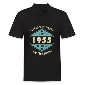 Juillet 1955 Vintage Retro Anniversaire - Polo Homme - noir - Devant - Kai (181cm)