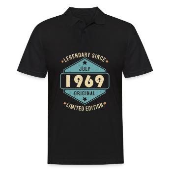 Juillet 1969 Vintage Retro Anniversaire - Polo Homme - noir - Devant - Kai (181cm)