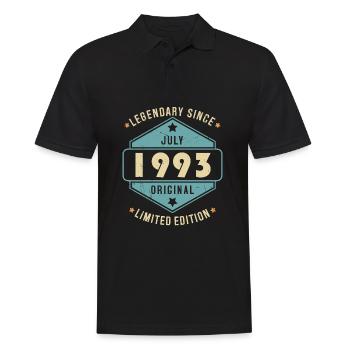 Juillet 1993 Vintage Retro Anniversaire - Polo Homme - noir - Devant - Kai (181cm)