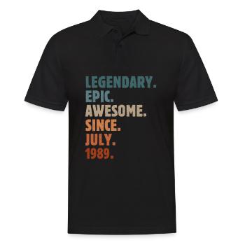 1989 Juli Vintage Jahrgang Geburtstag Geschenk - Männer Poloshirt - Schwarz - Vorne - Kai (181cm)