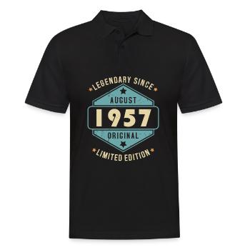 Août 1957 Vintage Retro Anniversaire - Polo Homme - noir - Devant - Kai (181cm)