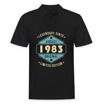 Août 1983 Vintage Retro Anniversaire - Polo Homme - noir - Devant - Kai (181cm)