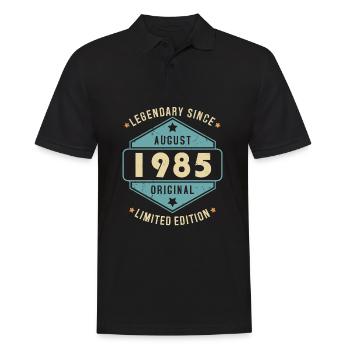Août 1985 Vintage Retro Anniversaire - Polo Homme - noir - Devant - Kai (181cm)