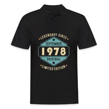 Septembre 1978 Vintage Retro Anniversaire - Polo Homme - noir - Devant - Kai (181cm)