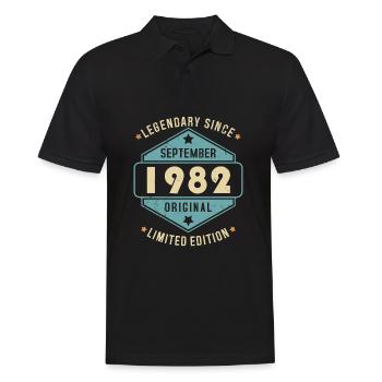 Septembre 1982 Vintage Retro Anniversaire - Polo Homme - noir - Devant - Kai (181cm)
