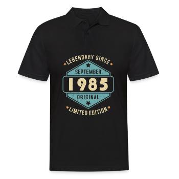 Septembre 1985 Vintage Retro Anniversaire - Polo Homme - noir - Devant - Kai (181cm)