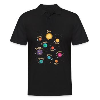 Connaissances spatiales sur les planètes du système solaire pour les enfants - Polo Homme - noir - Devant - Kai (181cm)