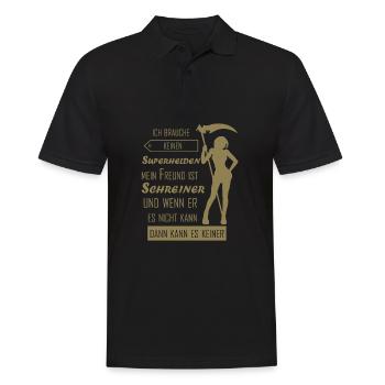 Schreiner Freundin Superheld Emilio Holzarbeiten - Männer Poloshirt - Schwarz - Vorne - Kai (181cm)