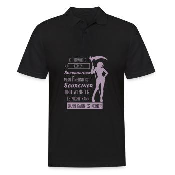 Schreiner Freundin Superheld Emilio Holzarbeiten - Männer Poloshirt - Schwarz - Vorne - Kai (181cm)