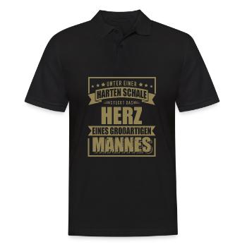 Starke Schale großes Herz Ehemann Vater - Männer Poloshirt - Schwarz - Vorne - Kai (181cm)