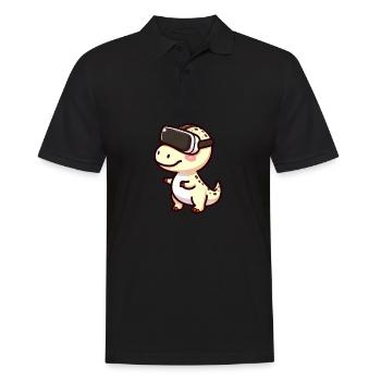 Mignon Dino T-Rex Réalité Virtuelle Gamer Dessin animé - Polo Homme - noir - Devant - Kai (181cm)