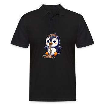 Süßer Pinguin Spaghetti Cartoon Kleckern - Männer Poloshirt - Schwarz - Vorne - Kai (181cm)