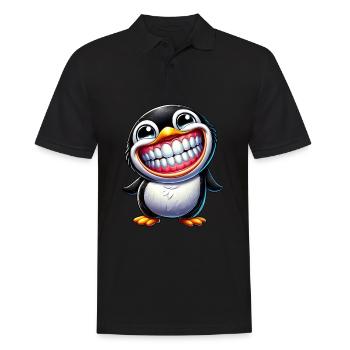 Pingouin drôle avec un grand rire - Polo Homme - noir - Devant - Kai (181cm)