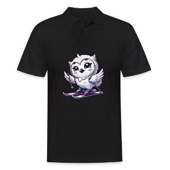 Schneeeule Skifahrer Wintersport Eule Winter - Männer Poloshirt - Schwarz - Vorne - Kai (181cm)