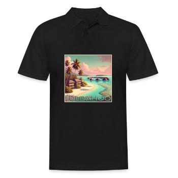Fuldahoo Malediven Überwasser-Bungalows Retro - Männer Poloshirt - Schwarz - Vorne - Kai (181cm)