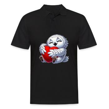Hibou amoureux Harfang des neiges Coeur Saint-Valentin - Polo Homme - noir - Devant - Kai (181cm)