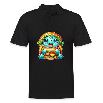 Cute Turtle Hamburger Whimsical Hat - Men's Polo Shirt - black - Front - Kai (181cm)