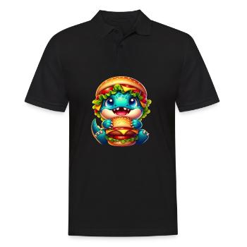 Mignon T-Rex Burger Fantaisiste Drôle Restauration rapide - Polo Homme - noir - Devant - Kai (181cm)