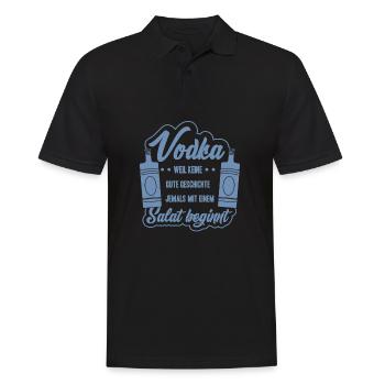 Vodka Spruch Keine gute Geschichte beginnt mit Sal - Männer Poloshirt - Schwarz - Vorne - Kai (181cm)