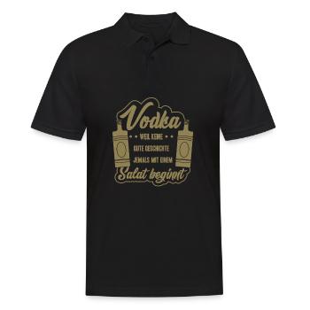 Vodka Spruch Keine gute Geschichte beginnt mit Sal - Männer Poloshirt - Schwarz - Vorne - Kai (181cm)