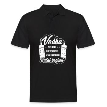 Vodka Spruch Keine gute Geschichte beginnt mit Sal - Männer Poloshirt - Schwarz - Vorne - Kai (181cm)