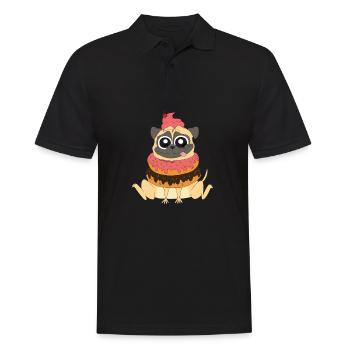 Chien carlin mignon avec des bonbons beignets - Polo Homme - noir - Devant - Kai (181cm)