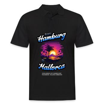 From Hamburg to Mallorca - Blue Text Edition - Männer Poloshirt - Schwarz - Vorne - Kai (181cm)