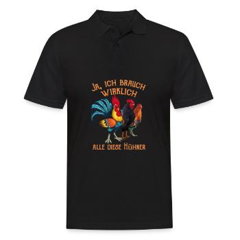 Hühner - Männer Poloshirt - Schwarz - Vorne - Kai (181cm)