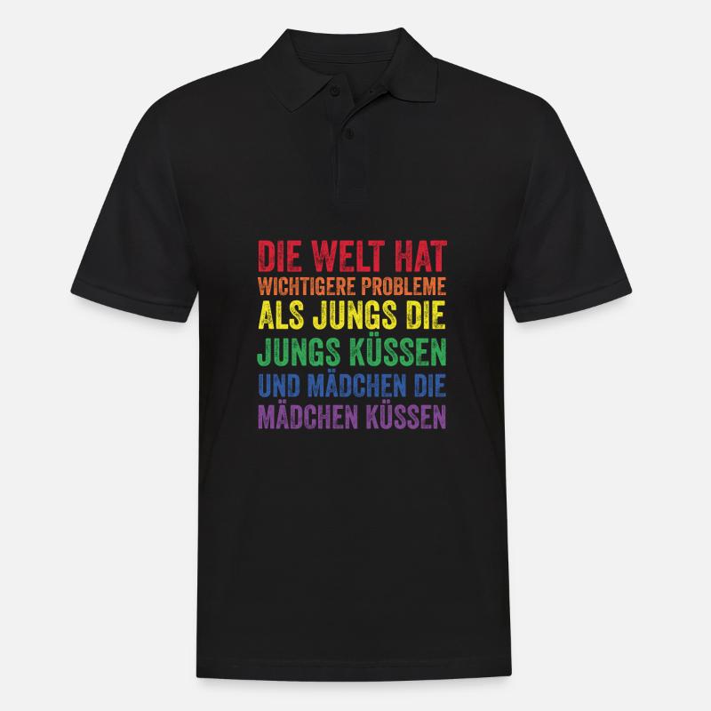 Regenbogenfahne - Männer Poloshirt - Schwarz