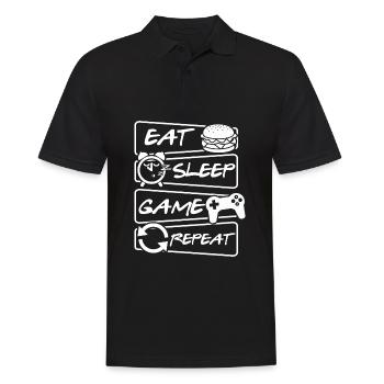 Eat Sleep Game Repeat - Gamer - Männer Poloshirt - Schwarz - Vorne - Kai (181cm)