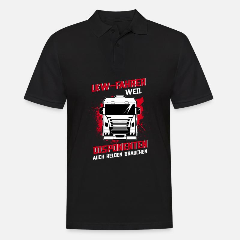 LKW-Fahrer weil Disponenten auch Helden brauchen - Männer Poloshirt - Schwarz