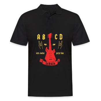 Rock Einschulung - Männer Poloshirt - Schwarz - Vorne - Kai (181cm)