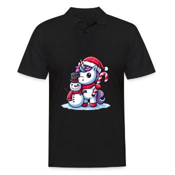 Cute unicorn at Christmas as Santa Claus - Men's Polo Shirt - black - Front - Kai (181cm)