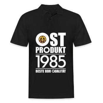 OSTPRODUKT 1985 DDR OSSI 41. GEBURTSTAG - Männer Poloshirt - Schwarz - Vorne - Kai (181cm)