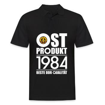 OSTPRODUKT 1984 DDR OSSI 42. GEBURTSTAG - Männer Poloshirt - Schwarz - Vorne - Kai (181cm)