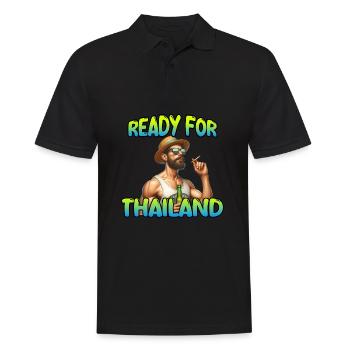 Ready for Thailand Urlaub Party Outfit - Männer Poloshirt - Schwarz - Vorne - Kai (181cm)