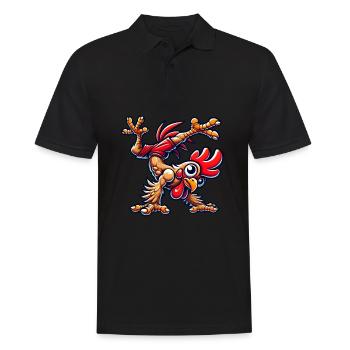 Strong Hen Fitness Training Muscles Belly - Men's Polo Shirt - black - Front - Kai (181cm)