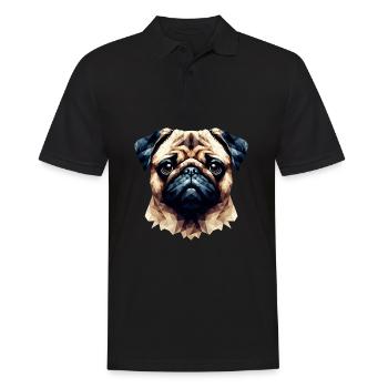 Mops Hund Polygon Portrait Kunst Stil - Männer Poloshirt - Schwarz - Vorne - Kai (181cm)