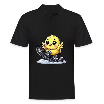 Süßes Huhn Snowboard Cartoon Wintersport - Männer Poloshirt - Schwarz - Vorne - Kai (181cm)
