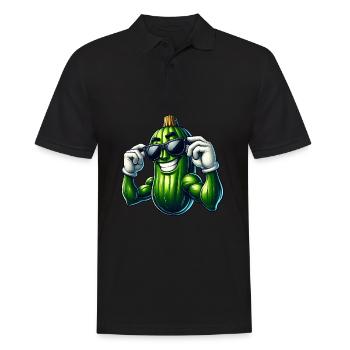 Coole Gurke Gewürzgurke Gemüse Cartoon - Männer Poloshirt - Schwarz - Vorne - Kai (181cm)
