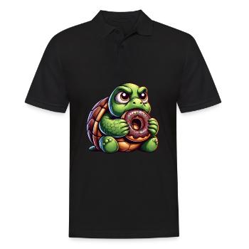 Mignon tortue beignet bonbon dessin animé - Polo Homme - noir - Devant - Kai (181cm)