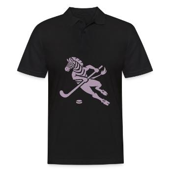 Minimalistisches Zebra Eishockey Silhouette - Männer Poloshirt - Schwarz - Vorne - Kai (181cm)