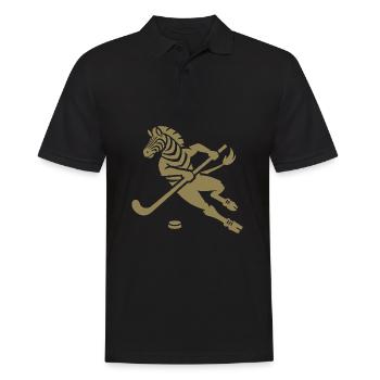Minimalistisches Zebra Eishockey Silhouette - Männer Poloshirt - Schwarz - Vorne - Kai (181cm)