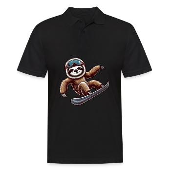 mignon paresseux snowboard dessin animé sports d’hiver - Polo Homme - noir - Devant - Kai (181cm)