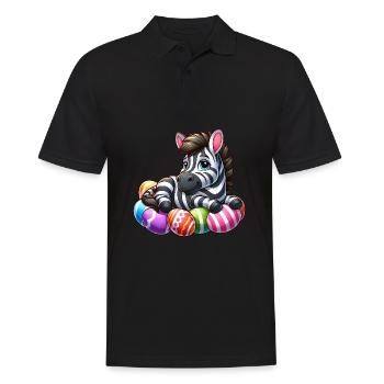 Cute Zebra Easter Egg Cartoon Easter - Men's Polo Shirt - black - Front - Kai (181cm)