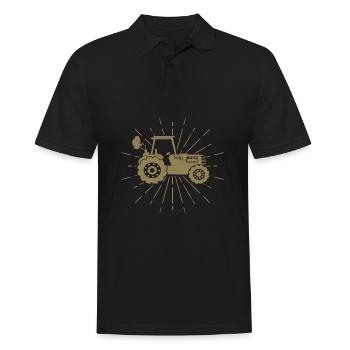 Silhouette de tracteur Minimaliste Agriculture - Polo Homme - noir - Devant - Kai (181cm)