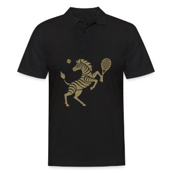 Zebra Tennis Tennisball Balancieren Horn - Männer Poloshirt - Schwarz - Vorne - Kai (181cm)